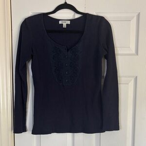 dressbarn Navy Long Sleeve Blouse